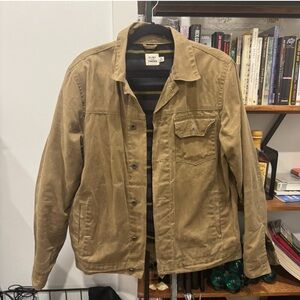 Flint & Tinder Flannel Lined Waxed Trucker Jacket GREAT PATINA! DISTRESSED LOOK!